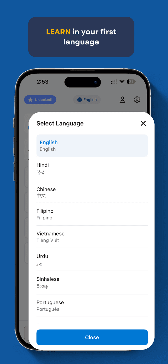 Learn in your first language